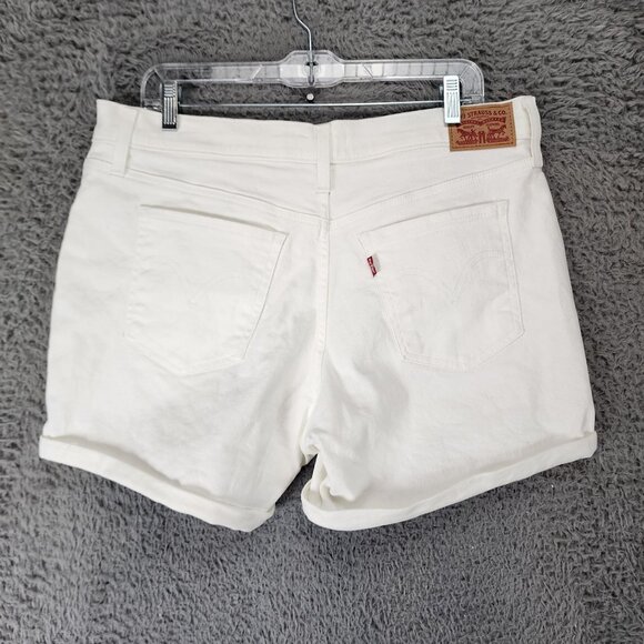 Levi's Shorts Womens 32 White Stretch Mid Rise Mid Length Denim Jean - Picture 1 of 11